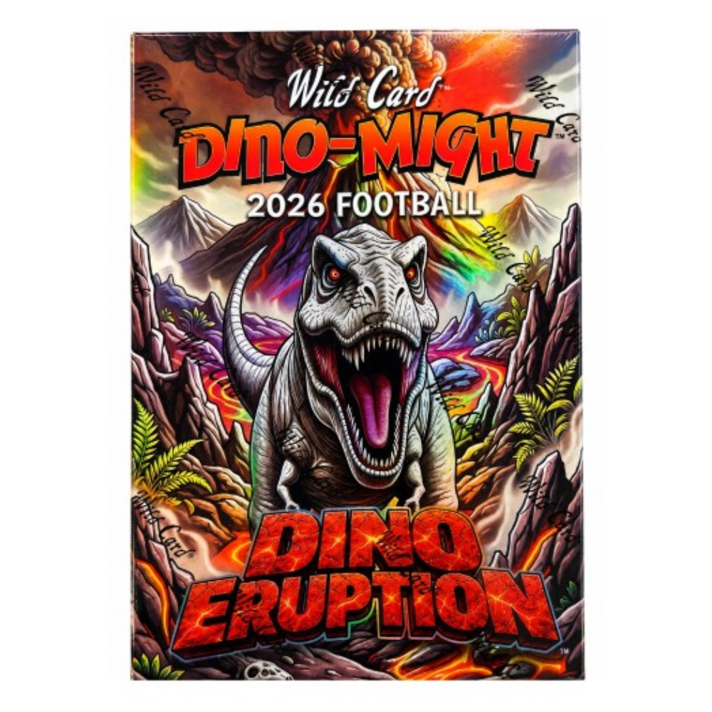 2026 Wild Card Dino-Might Football Dino Eruption Hobby Box